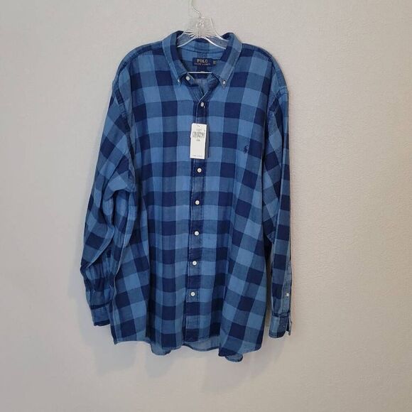 Polo Ralph Lauren Other - Polo Ralph Lauren Long Sleeve Shirt Blue Indigo Plaid Classic Size 2X
